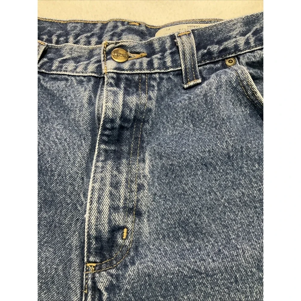 Carhartt Relaxed Fit Jeans Mens 38x30 Blue Workwear Heavyweight Denim Cotton Zip